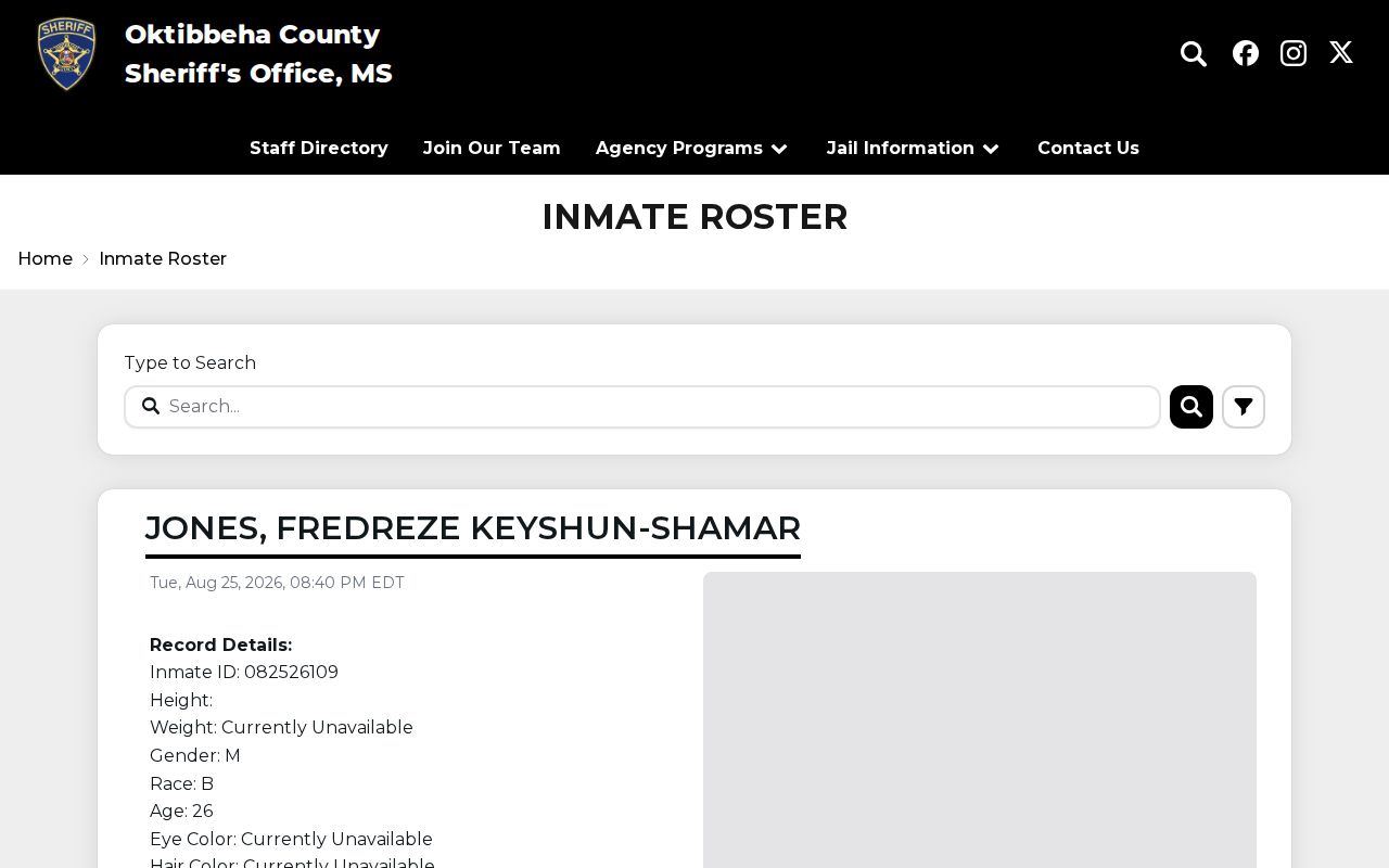 Oktibbeha County official booking feed and custody record search