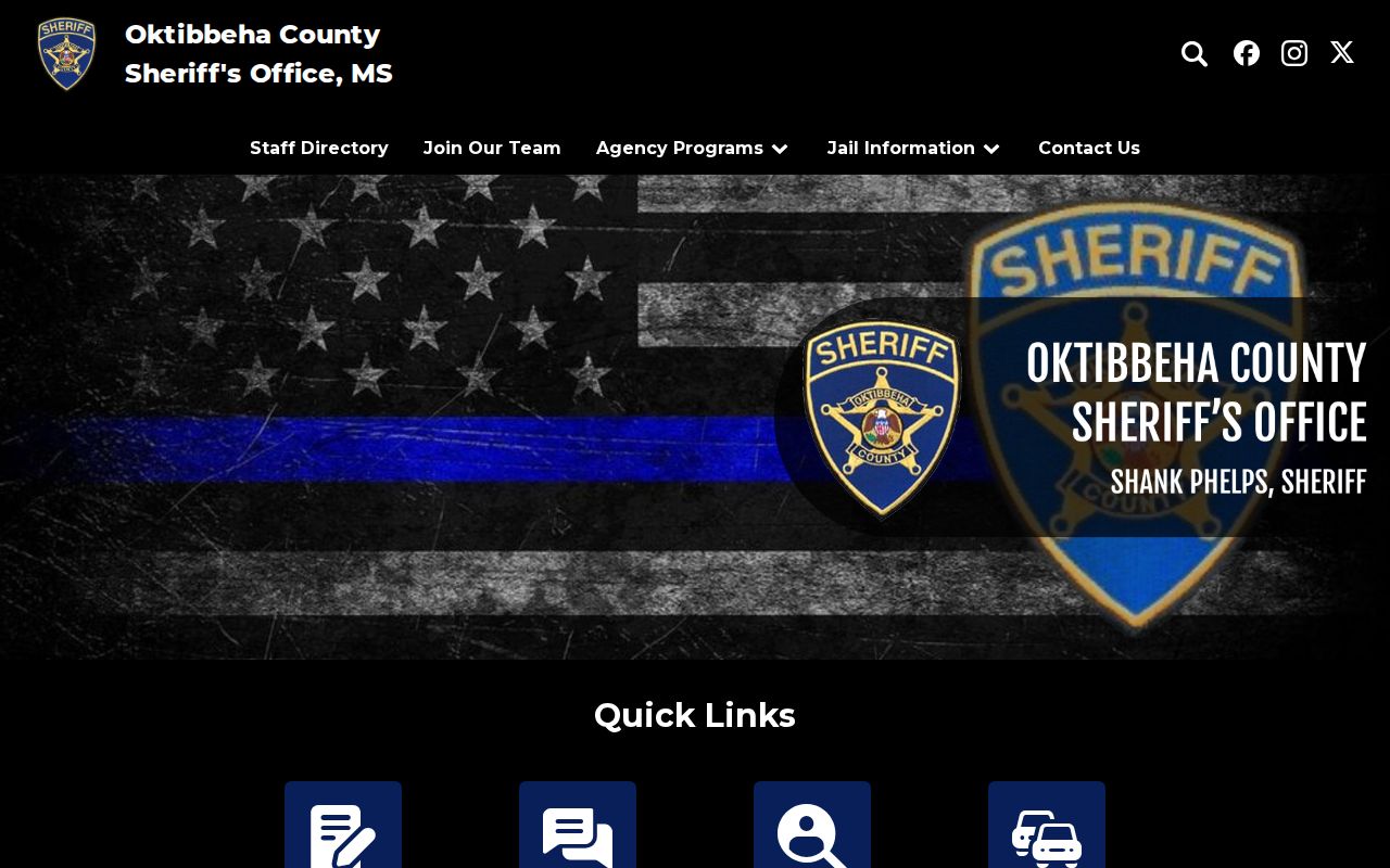 Oktibbeha County Sheriff official public-safety and warrant information page