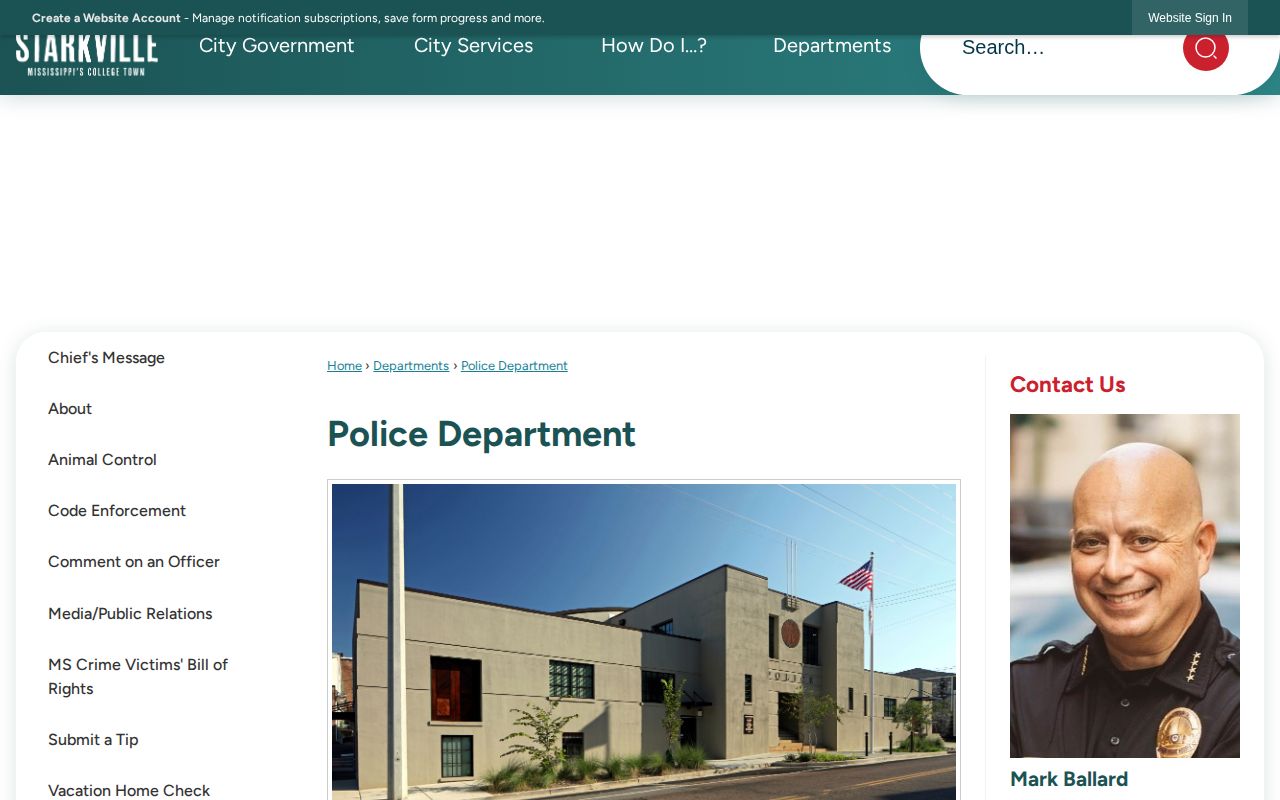 Starkville Police Department official records contact source