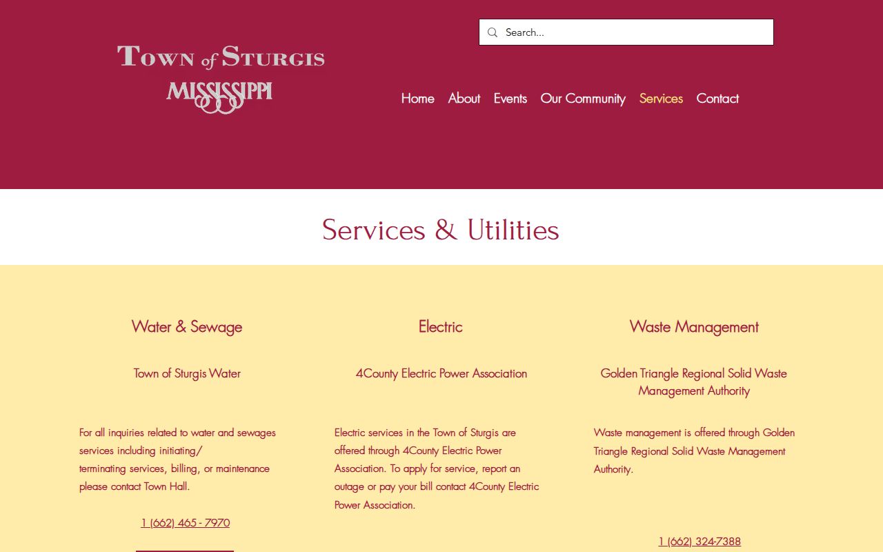 Town of Sturgis official Police Department services source